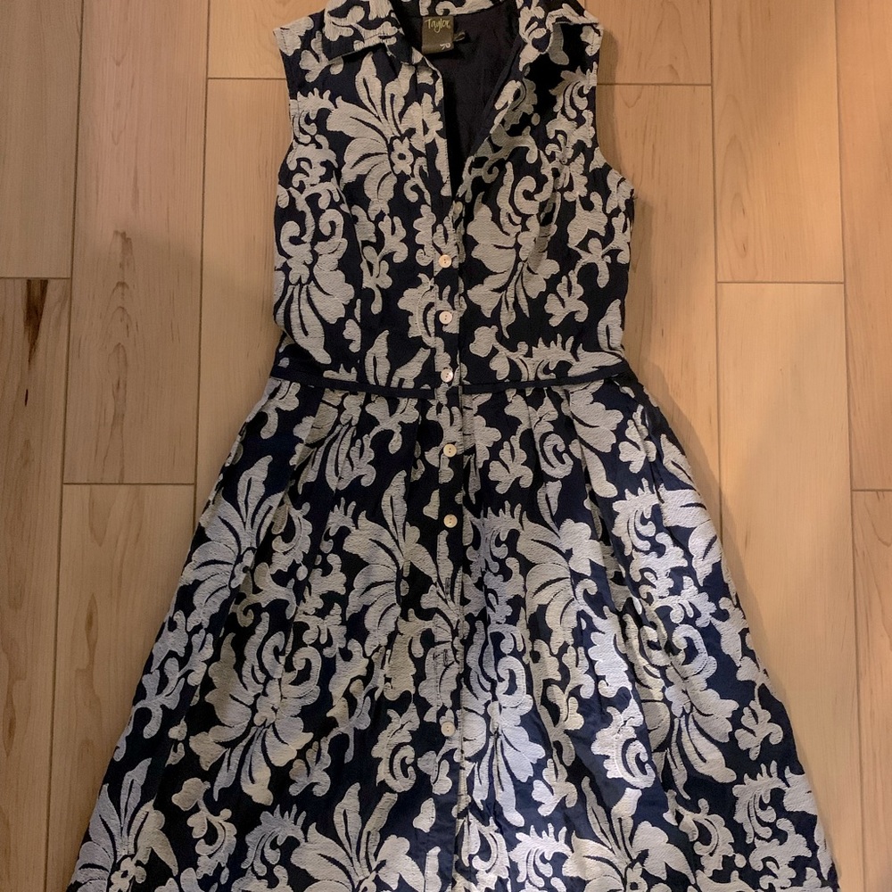 Taylor brand Fit-and-Flare Brocade Dress